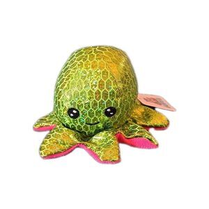 Goffa Octopus Plush Toy Pink Green Sparkle Stuffed Animal 3” Bring To The Beach